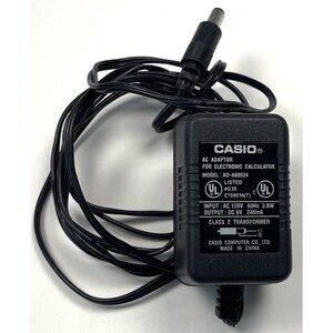OEM Casio AC DC Adaptor for Electronic Calculator AD-A60024 Black 6V 240mA EUC